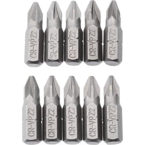 10pcs Pozi 2 PZ2 Hex Screwdriver Bits Sliver Drive Screwdriver Bit 25mm For Power Tools Accessories