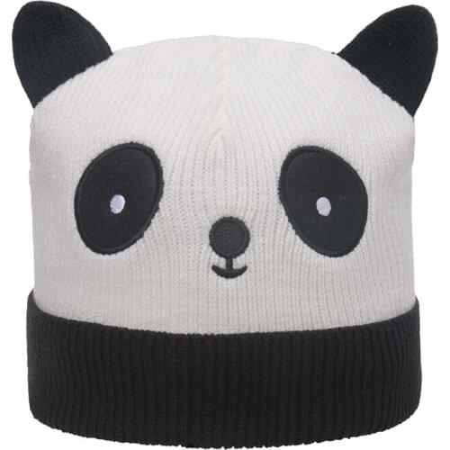 Autumn winter cute panda Beanies woolen hat trend versatile travel warm cold proof hat cartoon knitted hat