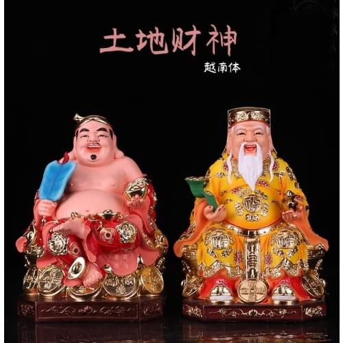A PAIR High-grade BUDDHA statue Vietnam Asia HOME Shrine Patron saint Ornamental God Da Bo Gong TU DI GONG Wealth GOD BUDDHA