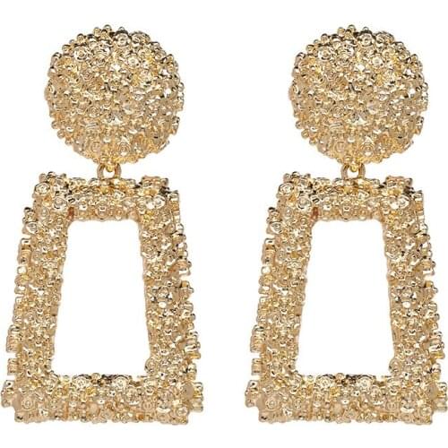 RONGBIN Vintage Earrings for Women Gold Silver Color Geometric Statement Earring 2018 Metal Big Drop Earring Fashion Jewelry