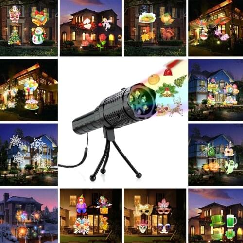 Christmas Projection Light LED Flashlight Stage Party Decor Lamp Halloween Brithday Pattern Festivals Party Holiday Lights
