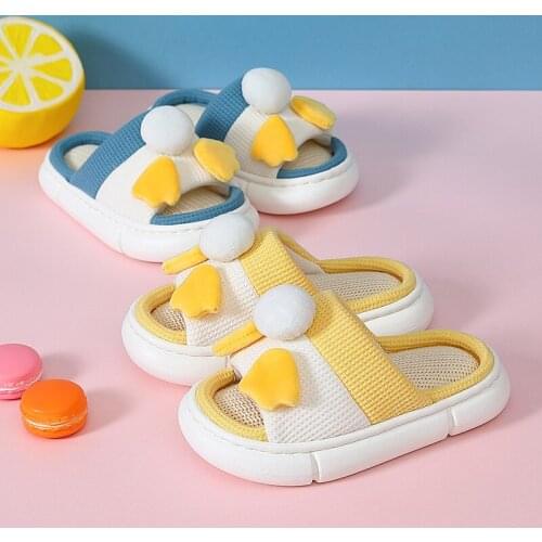 Fashion Women Platform Summer Linen Slippers Slide Indoor Beach Cartoon Thick Soled Ladies Men Couple Boy Bathe Hemp Shoes