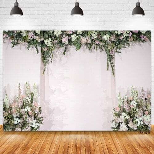Wedding Photocall Flower Marriage Pink Wall Newborn Baby Birthday Backdrop Photography Background Photo Studio Vinyl Photophone