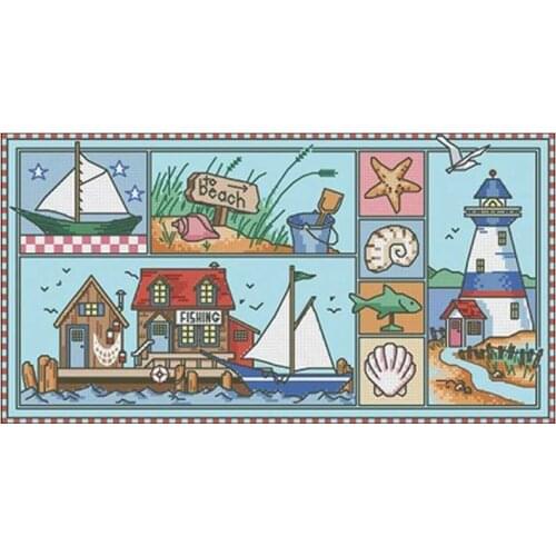 High tide scenery patterns Counted Cross Stitch 11CT 14CT DIY wholesale Cross Stitch Kits Embroidery Needlework Sets home decor