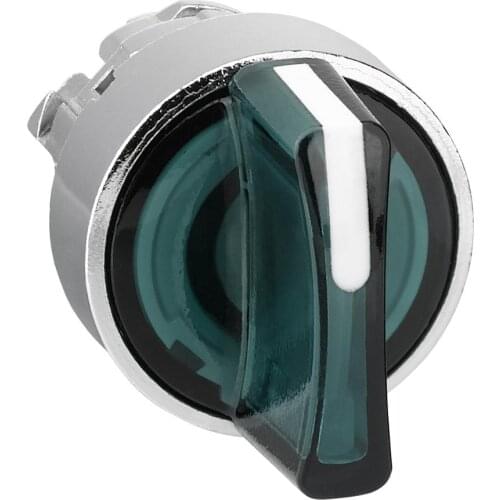 ZB4BK1333 Green illuminated selector switch head Ø22 3-position stay put