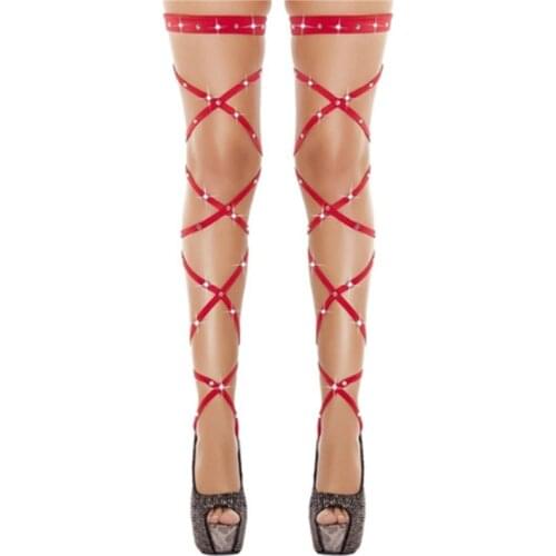 Women Hot Diamond Strap Stockings Multicolor Ladies Socks Womens Sexy Temptation Hollow Cross Sock Female Tight Stockings