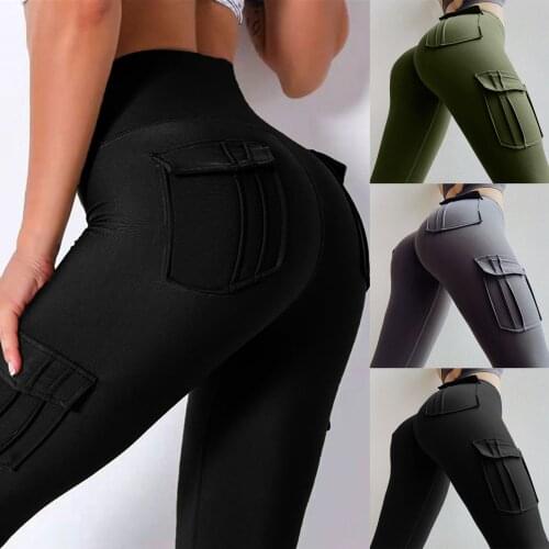 Womens Riding Pants Pocket Workout Leggings Military Fitness Running High Waist Trouser Elastic Equestrian Breeches Equipments