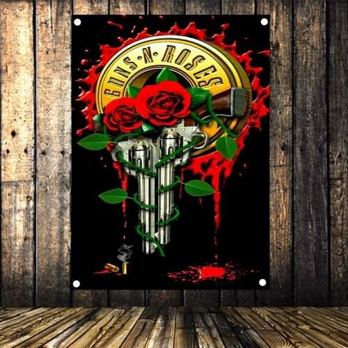 Hard Rock Music Fstival Banners Flag Vintage Canvas Tapestry Retro Rock Jazz Kiss Band Wall Art Poster For Bar Pub Club Decor A1