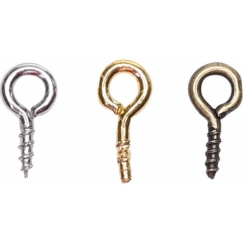 100pcs/lot Small Tiny Mini Eye Pins Eyepins Hooks Eyelets Screw Wooden Windows Frame Threaded Clasps Hook Peg