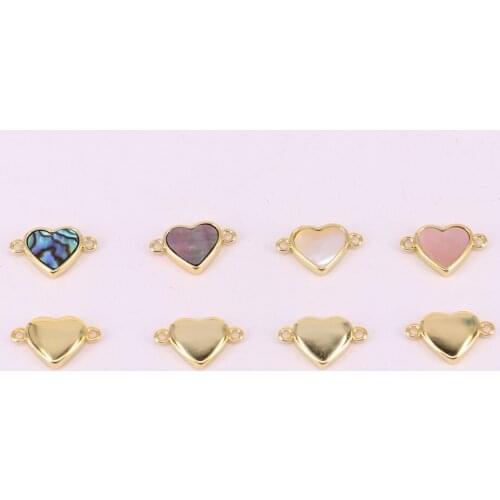 10x17mm heart connector with mop decoration high quality polished& gold plated for jewelry making wholesale price free shipping