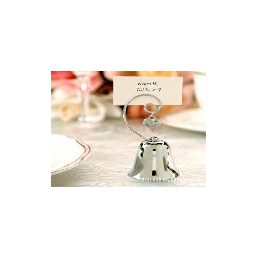 200pcs/lot Chrome Bell Place Card /Photo Holder with Dangling Heart Charm Wedding Suppliers, Free Shipping