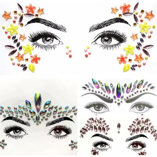 3D Crystal Gems Eye Sticker For Show Party Prom Handpicked Tribal Style Face Jewelry Ornament Easy To Use Eye Decor Makeup Tools