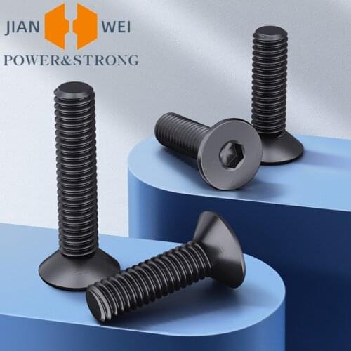 10/50pcs M1.6 M2 M2.5 M3 M4 M5 M6 Black grade 10.9 Hexagon Hex Socket Head Flat Countersunk Allen Bolt Screw