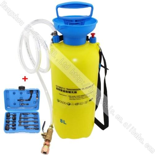 8 Liters Manually Operated Auto Transmission Oil Filling Pump Tool Set With 13pcs Adaptor Set For VW AUDI FORD BMW BENZ VOLVO