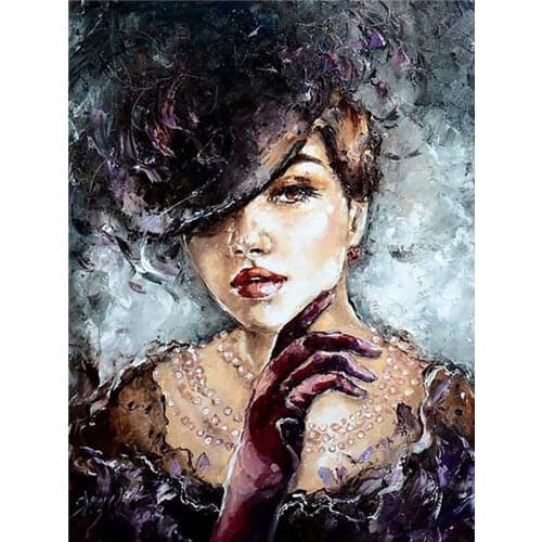 Diamond Painting Needlework Mosaic Woman Full Round Beautiful Lady Girl Embroidery Portrait Wall Stickers