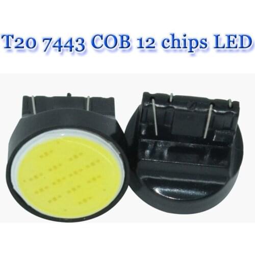10Pcs Auto LED T20 7443 W21/5W COB White W3x16q 12V Car light Stop Brake Turn Tail signal lamp bulb