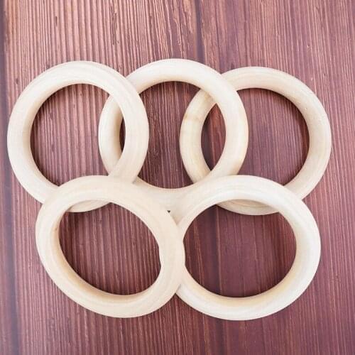 Chenkai 10pcs 5.5cm 2.16'' Nature Maple Wood Teether Ring Wooden DIY Infant baby pacifier chain Charm jewelry Making 50mm Toy