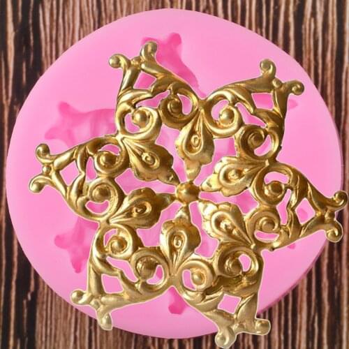 Flower Lace Border Silicone Mold Relief Cupcake Topper Fondant Cake Decorating Tools Chocolate Baking Candy Polymer Clay Molds