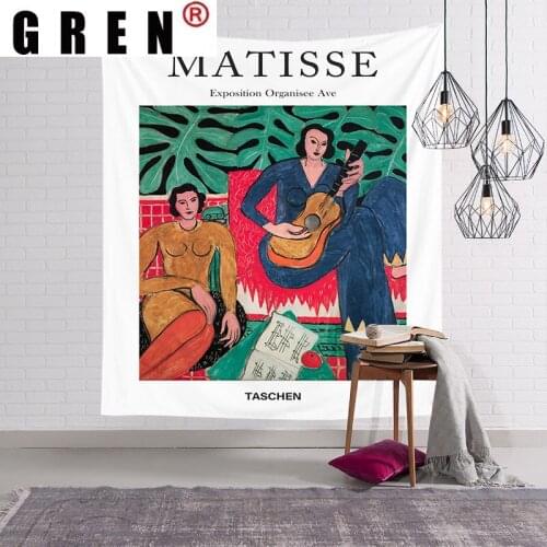 GREN Retro Beauty Matisse Painting Tapestry Wall Hanging Covering Rugs Background Cloth Beach Mat Blanket Art Living Home Decor