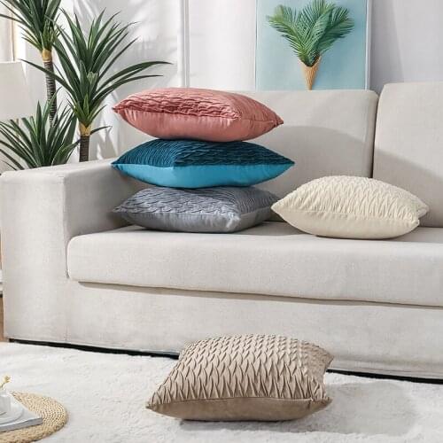Ins solid color Dutch velvet pressed pleated pillowcase sofa bedside pillowcase office cushion without core