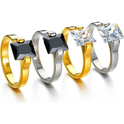 Fancy Women Ring With Square Cubic Zirconia Stone Elegant Finger Rings Band For Women Men Anniversary Surprise Gift