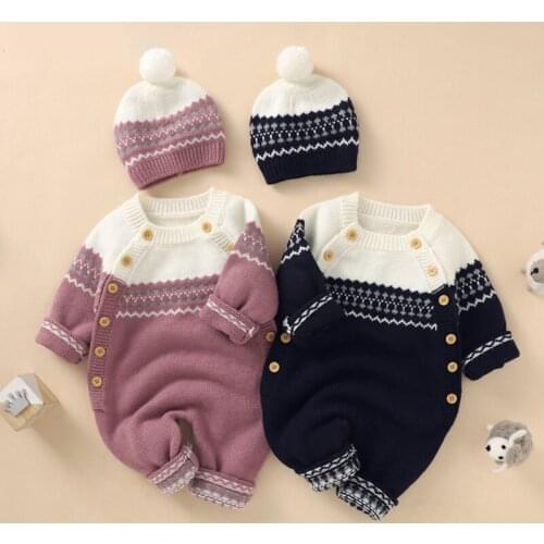 Excellence Bag Store Baby Clothing 2021 Fashion Stitching Baby Boys Romper For Baby Girls Jumpsuit Send Hats 2 Piece 0-24 Months