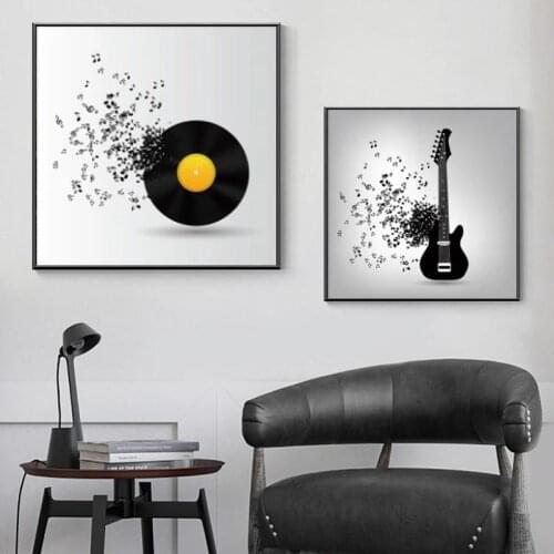 Canvas Painting Modern Vinyl Records Wall Art Black and White Music Posters and Prints Wall Pictures for Living Room Home Decor