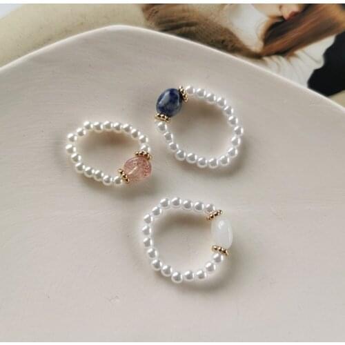 LANIWOO Pearl Bead Ring 3 Color, 2020 New Style Fashion Jewelry Elegant For Girls Women Wholesale