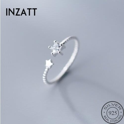 INZATT Real 925 Sterling Silver Zircon Star Ring For Lovely girl Wedding Party Fine Jewelry Opening Ring Romantic Gift 2019