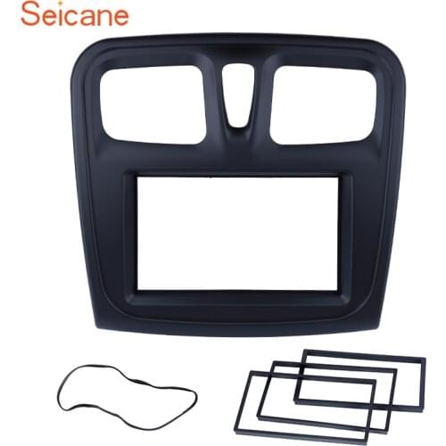 Seicane Black 173*98mm Double Din Trim Kit Car Radio Fascia Panel Frame for Renault Sandero Logan DVD Player Cover dash bezel