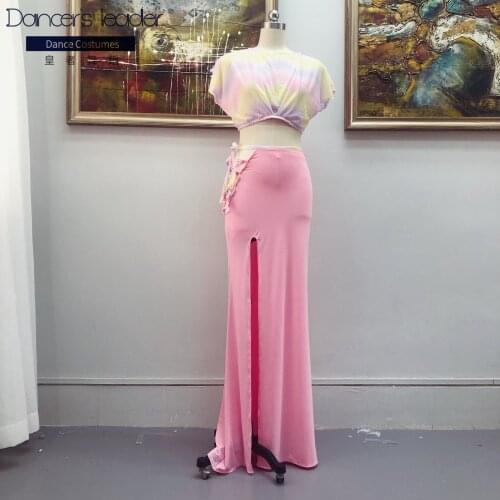 2020 new belly dance oriental dance practice clothes practice clothes high-waisted fishtail slim and sexy split belly suit