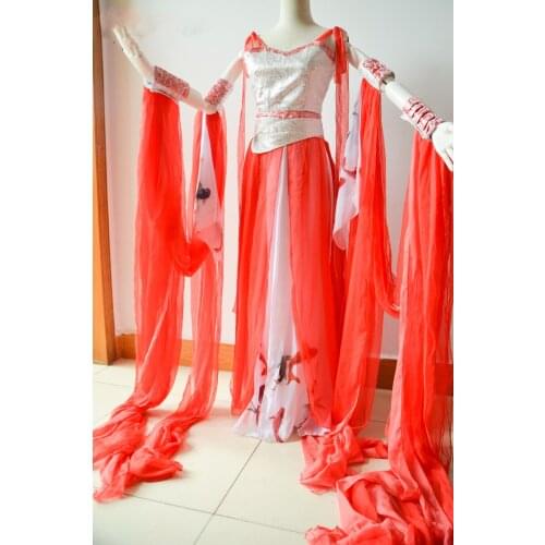 4 Designs purple blue Female Cosplay Hanfu Classical Dance Costume with Long Opera Sleeve Cos JinLiChao Stage Performance Hanfu