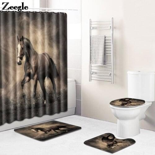 Bath Mat and Shower Curtain Set Bathroom Carpet Rug Memory Foam Toilet Seat Cover Mat Home Decor Toilet Mat