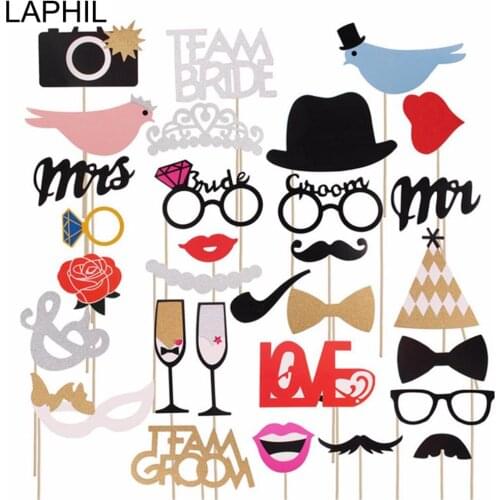 LAPHIL Mr Mrs Just Married Photo Booth Props Wedding Decoration Vintage Party Events Supplies Hen Bachelorette Party Favors