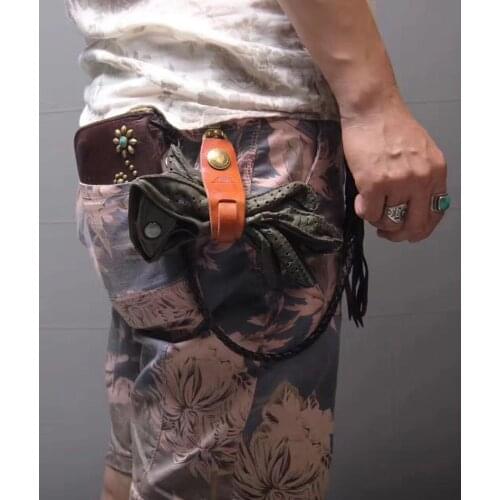 Handmade Genuine Leather moto Gloves Buckle Motorcycle Gloves Buckle Bundle Gloves Keychain Retro