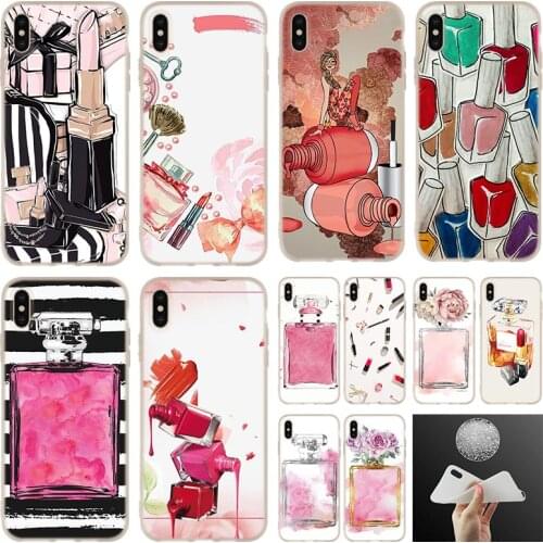 Makeup rouge Perfume soft silicone Case Cover For iPhone 12 11 Pro 7 8 Plus XR XS Max 5 5S SE 6 6s 2020 Funda Etuis