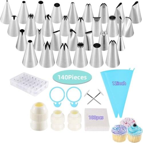 Cake Decorating Set Stainless Steel Pastry Nozzles Confectionery Bag Icing Smoother Baking Tools with Box