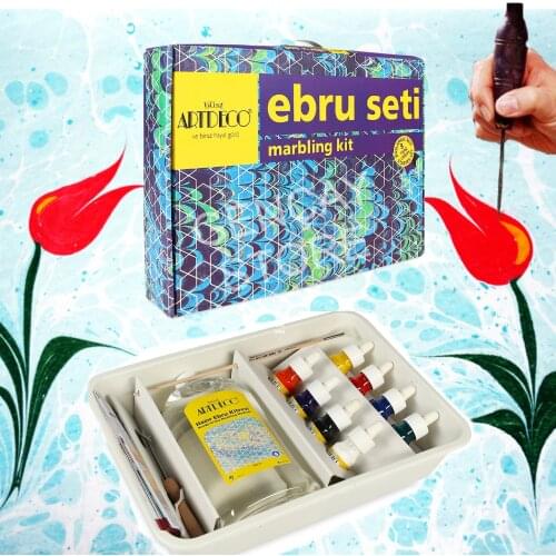 Artdeco Ebru Seti Marbling Starter Kit 8 Color Ebru Set Art Ottoman art Painting on Water