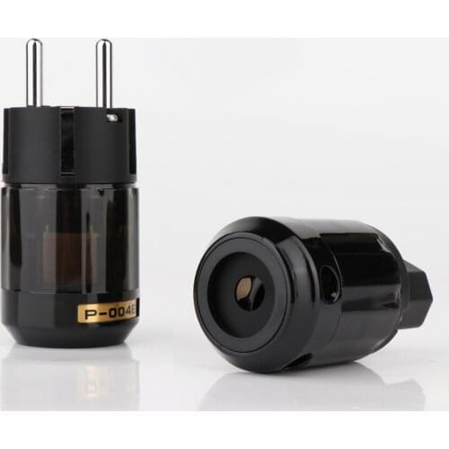 One pairs P-004E & C-004 connectors Rhodium Plated SCHUKO EU Power Plug