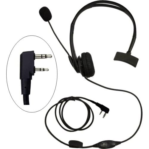 Over-the-Head Earpiece Headset Swivel Boom Microphone Noise Cancelling For Kenwood Walkie Talkie For Baofeng UV-5R Ham Radio