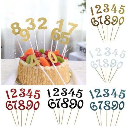 Number Cake Topper Gold Silver Crown Acrylic 0-9 Digital Birthday Party Cake Insert Cake Decoration Wedding Cakes Dessert Decor