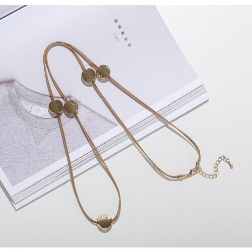 2021 New Fashion Vintage Round Plate Alloy Necklace Stylish Long Chain Necklace Jewelry Gift