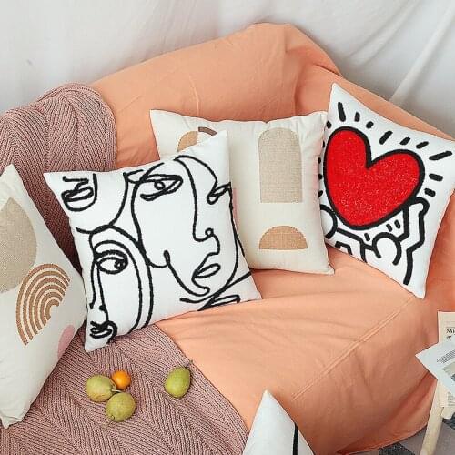 One Line Abstract Line Velvet Cushion Cover Line Art Sofa Throw Pillow Cover Artist Cushion Case Custom Pillowcase Home Decor