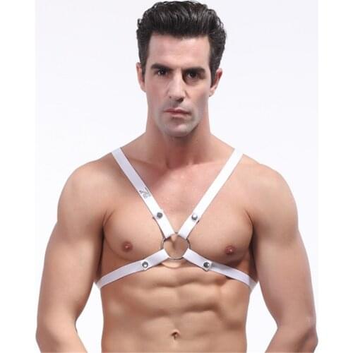 Sexy Men Underwear Gay Harness Vest Sexy Male Underwear Elasticity Belts Pu Leather