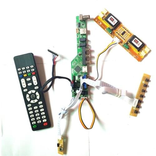 For CLAA170ES01/E T.V53 controller board LCD display Remote+Inverter+keyboard 4CCFL 30Pin LVDS VGA HDMI-Compatible AV USB RF