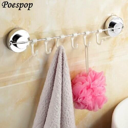 POSEPOP Household Storage Suction Cup Towel Brush Storage Hook Kitchen Bathroom Wall Door Hook Home Bathroom Organizer Towel Bar