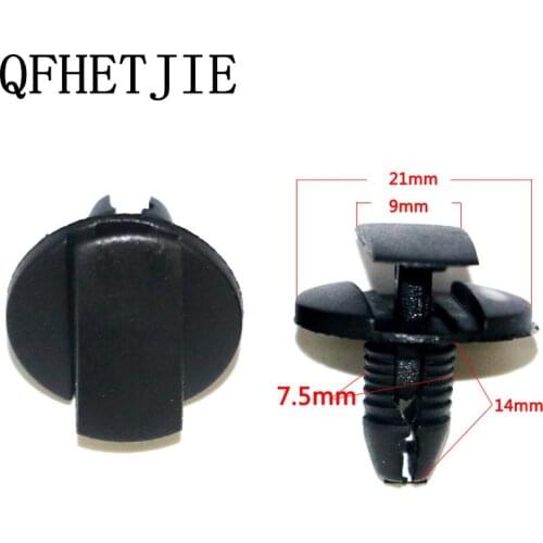 QFHETJIE 50pcs 7.5mm Hole Car Fasteners Black Bumper Fender Card Buckle / Leaf Board Lined With Card Clips For Peugeot