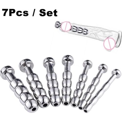 7pcs/set Urethra Dilator Metal Catheter Male Penis Plug Sounding Tube Urethral Stretcher Urethral Mastuburation Sex Toy For Men