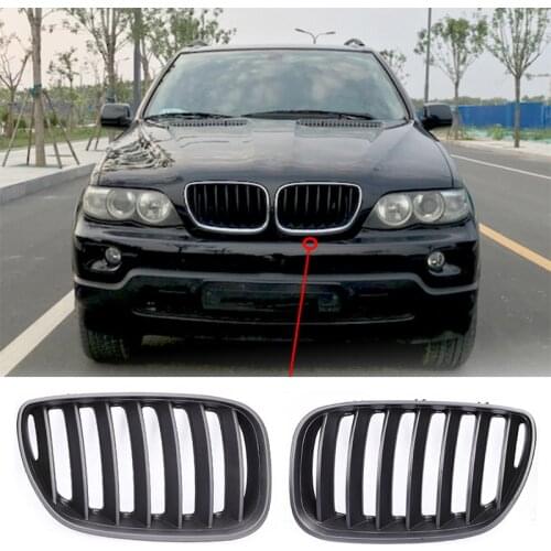 2Pcs Auto Left Right Front Gloss Grill Grilles for BMW X5 E53 2004 2005 2006 51137124815 51137124816
