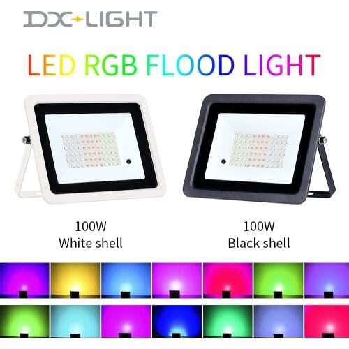 RGB LED Flood Light 20W 30W 50W 100W IP68 Waterproof Outdoor Spotlight 220V/110V RGB Reflector Projector Lamp For Street Garden